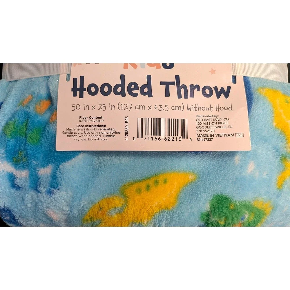 Comfort Bay Kids' Dinosaur Hooded Throw Measures 50